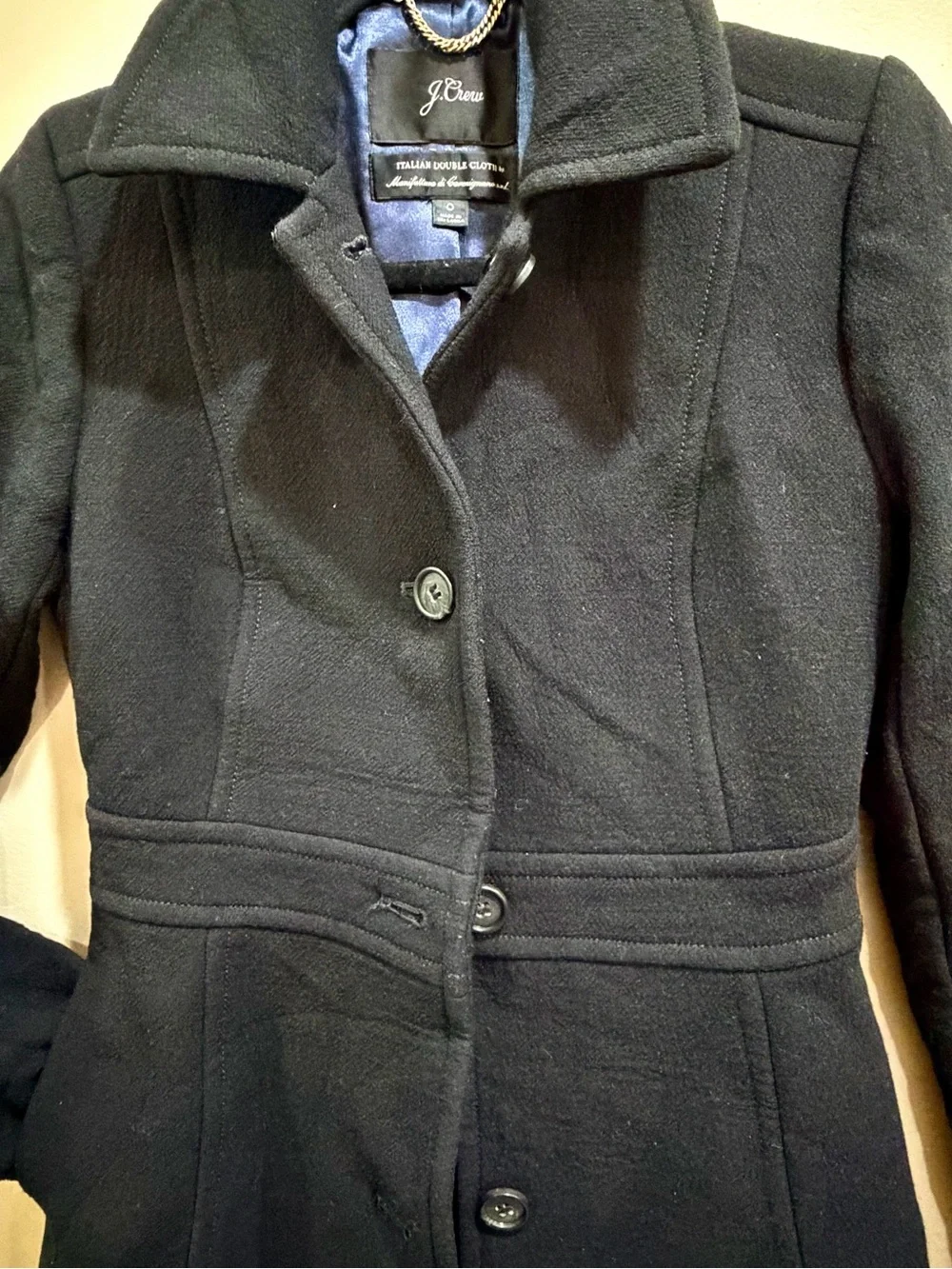 J. Crew Black Wool-Blend Midweight Trench Coat